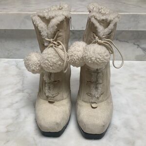 Marc Jacobs White Suede Shearling-lined Skater Boots